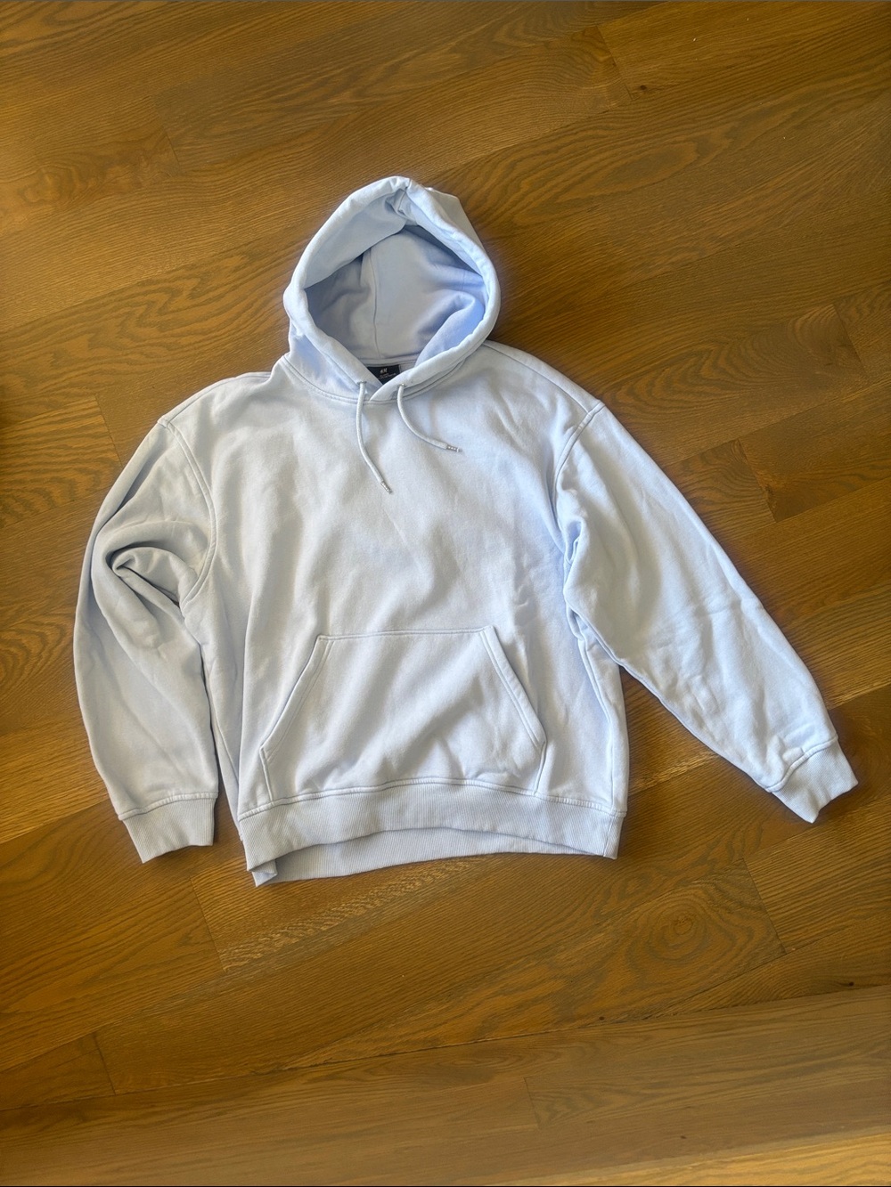H&M Large Light Blue Men's Hooded Sweatshirt with kangaroo pocket